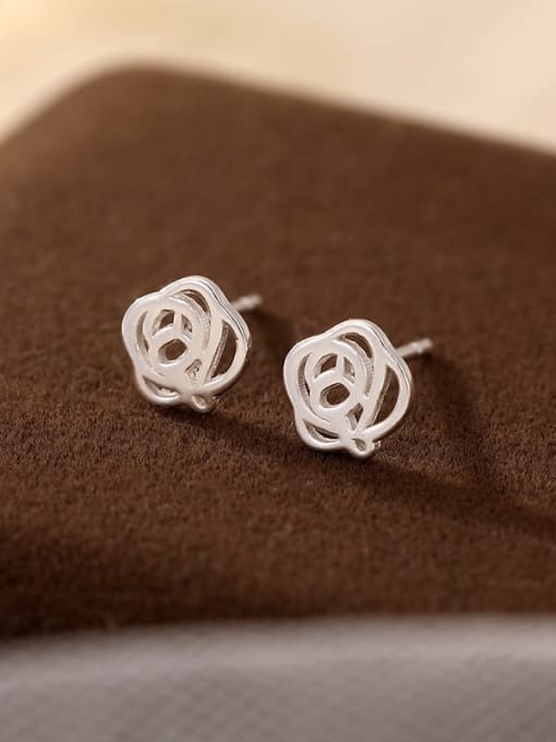 ES2506 [99 Silver Rose] 925 Sterling Silver Heart Cute Stud Earring